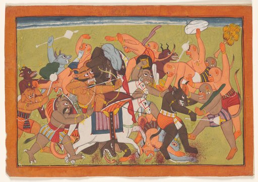 Battle between monkeys and demons, from the “Shangri” Ramayana