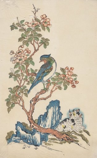 Picture of a Cat, a Bird, and a Crabapple