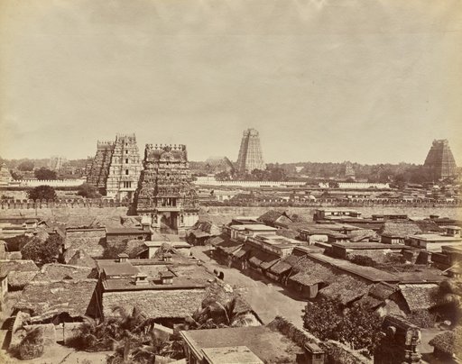 View from the Top of the Rock, looking over the native Town, Trichinopoly, India