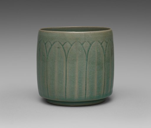 Celadon Cup with Molded Lotus Petal Design