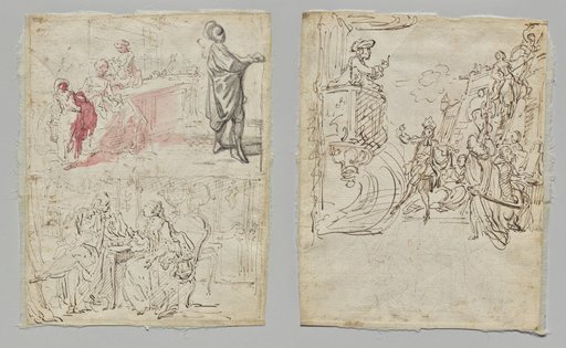 Theatre Scene (recto); Lingerie Boutique and Conversation (verso)