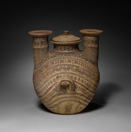 Two-Spouted Strainer Askos (Flask) with Lid