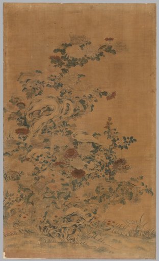 Kesi Panel: Rocks and Chrysanthemums