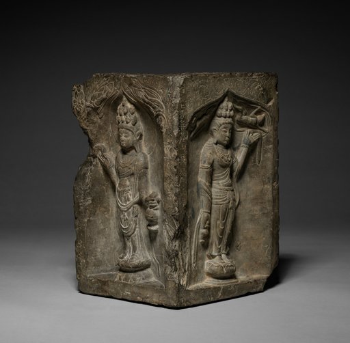 Corner Stone with Two Eleven-Headed Guanyin