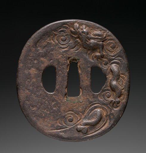 Sword Guard (Tsuba) with Dragon in Cloud