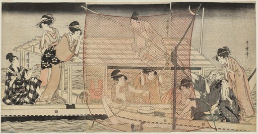 Net Fishing at Night on the Sumida River
