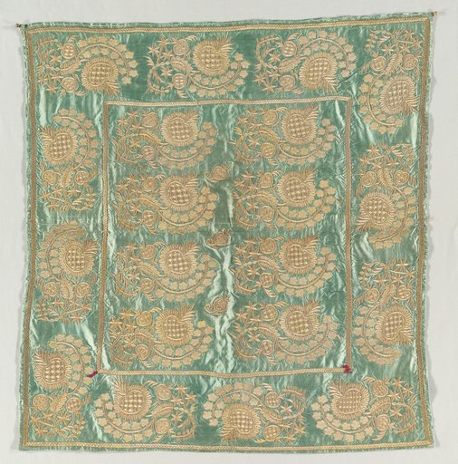 Embroidered envelope with closures