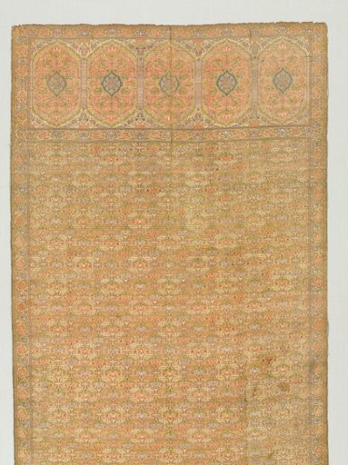 Sash with floral field and end panels on a gold ground
