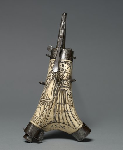 Powder Flask with Standing figures of a Man and Woman