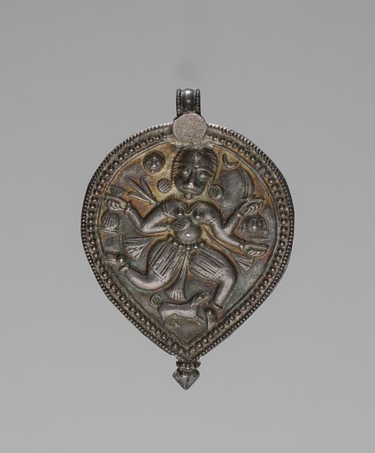 Amulet in the Shape of a Pipal Leaf (Ficus religiosa) with Four-armed Dancing Shiva