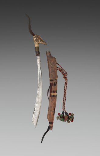 Knife (Mandau) and scabbard
