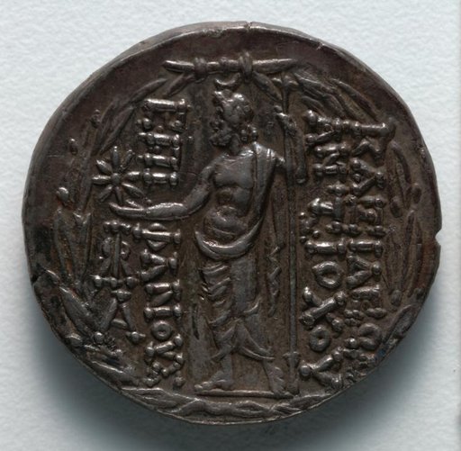 Tetradrachm: Zeus Ouranios within Olive Wreath (reverse)
