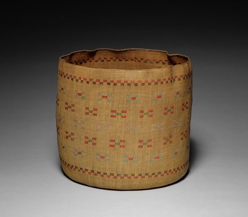 Twined Cylindrical Basket