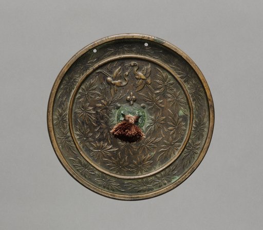 Mirror with Pair of Cranes in Chrysanthemum Pattern