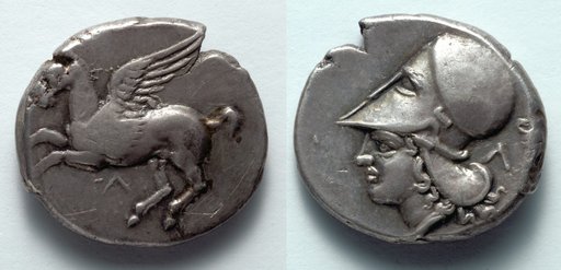 Stater: Pegasos (obverse); Head of Athena (reverse)