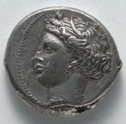 Tetradrachm: Head of Tanit-Persephone (obverse)