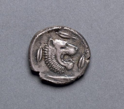Tetradrachm: Head of Lion, Barley, Riverfish (reverse)