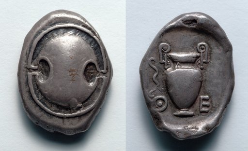 Stater: Boiotian Shield (obverse); Volute-Krater (reverse)