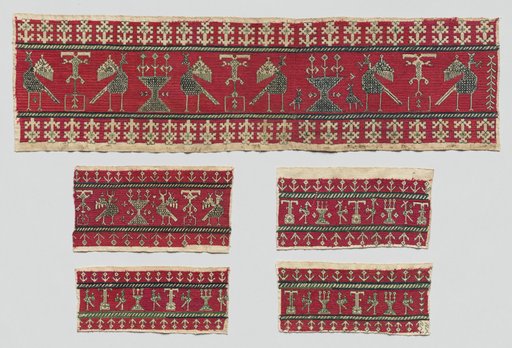 Five fragments of a furnishing textile