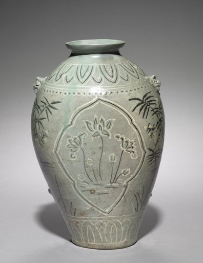 Vase with Inlaid Lotus, Plum, and Bamboo Design