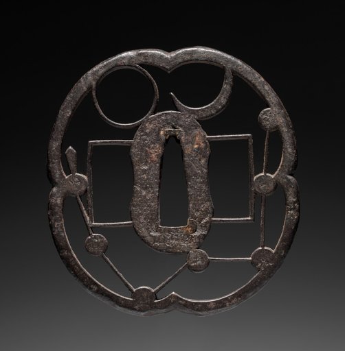 Sword Guard (Tsuba) with Sun, Moon, and Northern Dipper