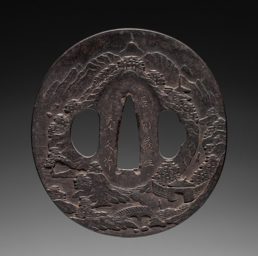Sword Guard (Tsuba) with Chinese Landscape