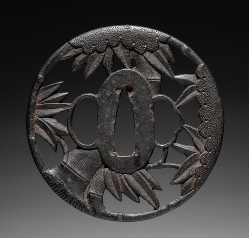 Sword Guard Tsuba) with Bamboo and Cloud