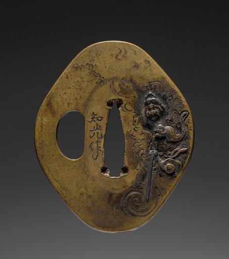 Sword Guard (Tsuba) with Zhong Kui (Shoki) the Demon Queller