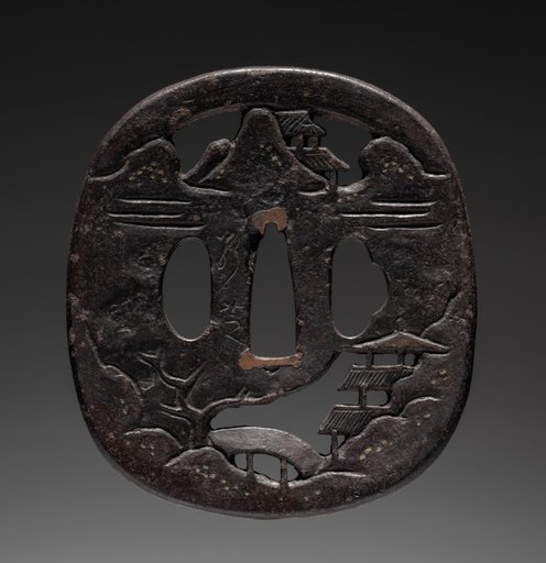Sword Guard (Tsuba) with Chinese Landscape