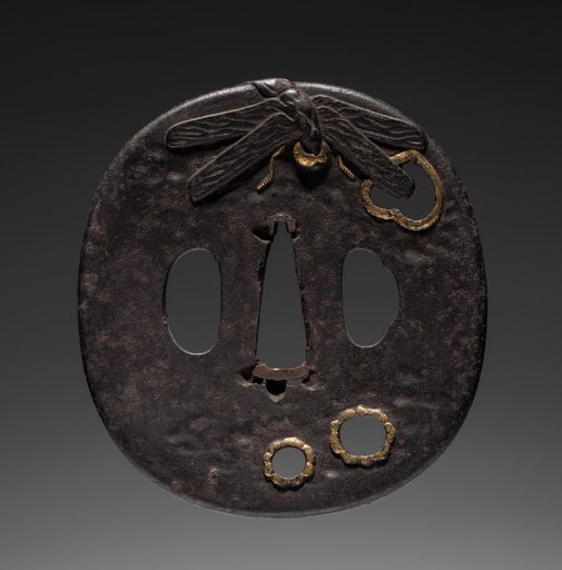 Sword Guard (Tsuba) with Dragonfly