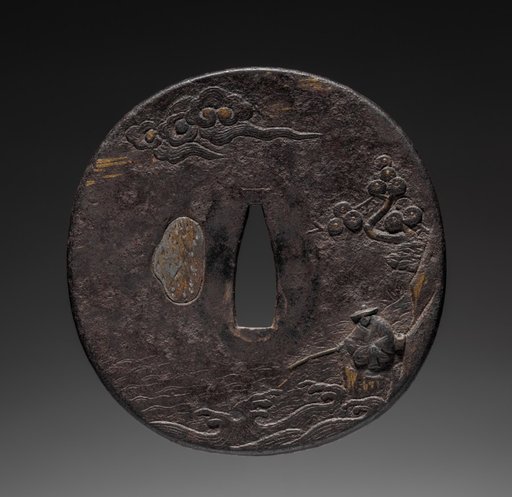 Sword Guard (Tsuba) with Chinese Landscape