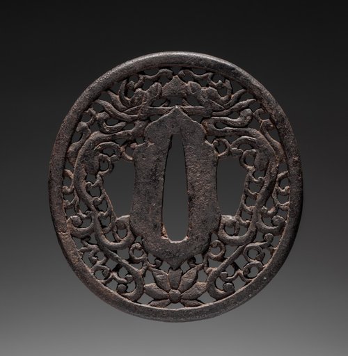 Sword Guard (Tsuba) with Dragons and Lotus