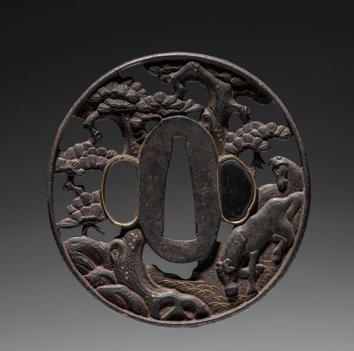 Sword Guard (Tsuba) with Horses under Pine