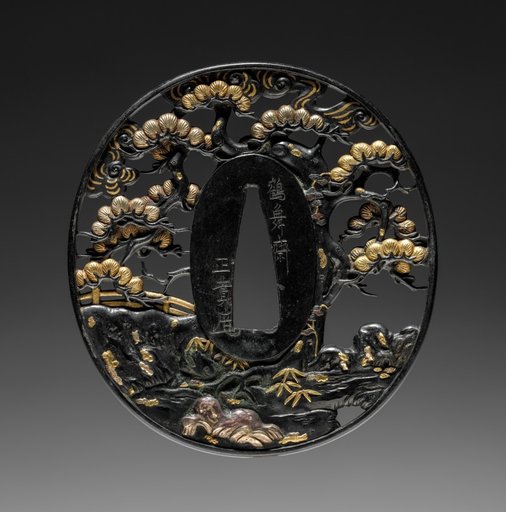Sword Guard (Tsuba) with Bridge and Pine