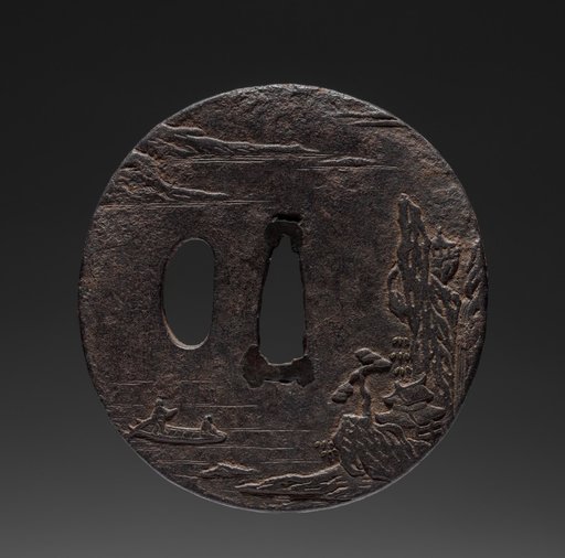Sword Guard (Tsuba) with Chinese Landscape