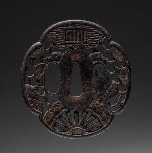 Sword Guard (Tsuba) with Aoi (Heartvine) Chapter of The Tale of Genji