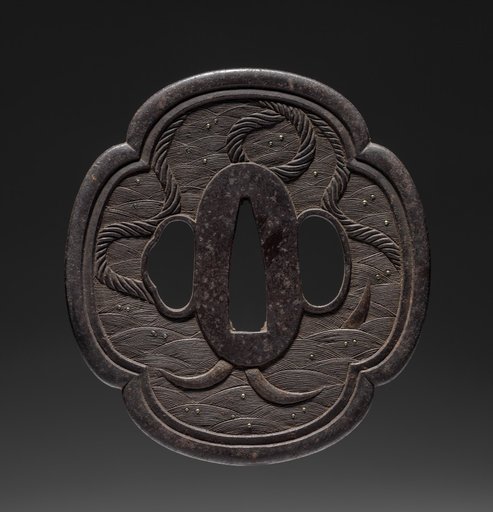 Sword Guard (Tsuba) with Anchor in Waves