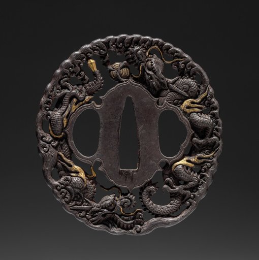 Sword Guard (Tsuba) with Dragons