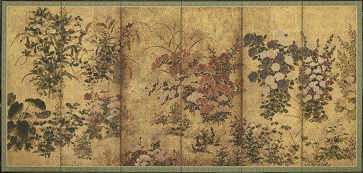 Summer and autumn flowers 夏秋草花図屏風