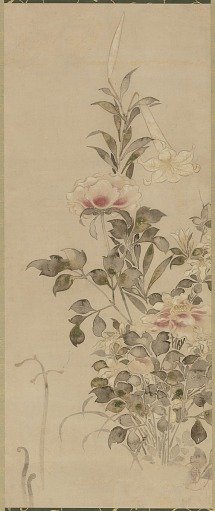 Peonies and lilies 芍薬と百合図