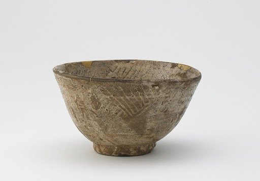 Tea bowl in hori-mishima style, possibly Hagi or Seto ware