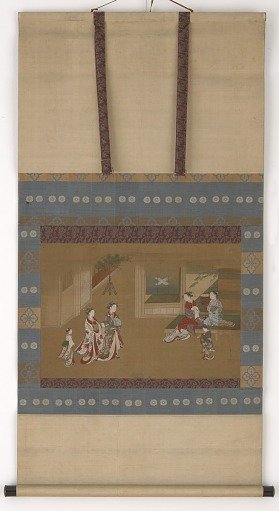Two yujo making a New Year call upon two others