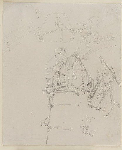 A man seated on the edge of a wall