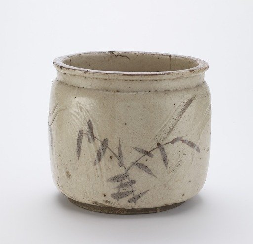 Water jar with design of reeds and water