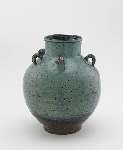 Karatsu ware tea-leaf storage jar with five loop lugs