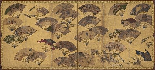 Screen with Scattered Fans 扇面散図屛風