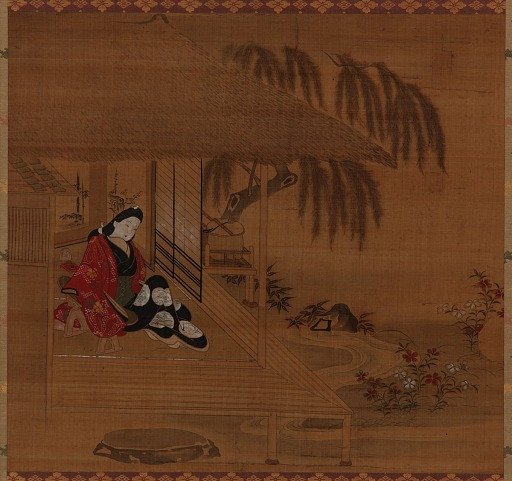 Garden; interior and seated girl