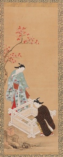 Youth and a maiden near a well