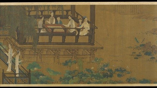 Palace ladies by a lotus pond