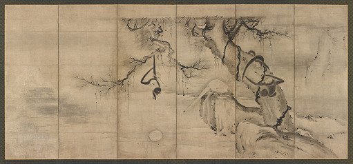 Monkeys and trees on a river bank